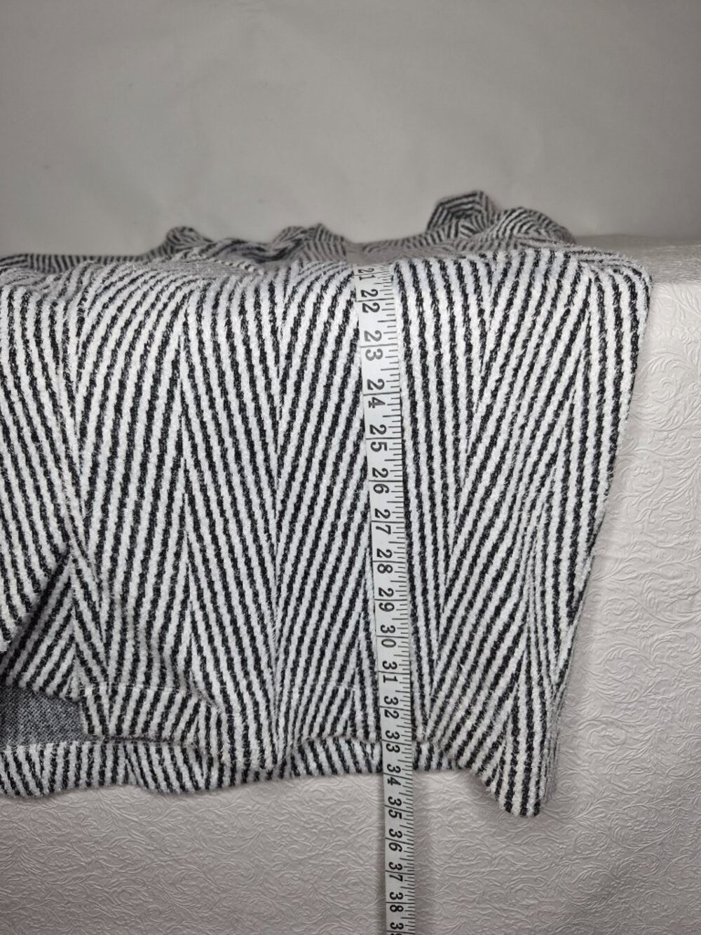 Express Womens XL Long Sleeve Open Cardigan Duster Overcoat Black White Striped - Picture 14 of 15